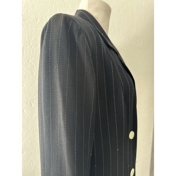 Vtg 90s Pin Stripe Power Suit Secretary Double Breasted Blazer Coat Dress Sz 10 - Picture 3 of 16